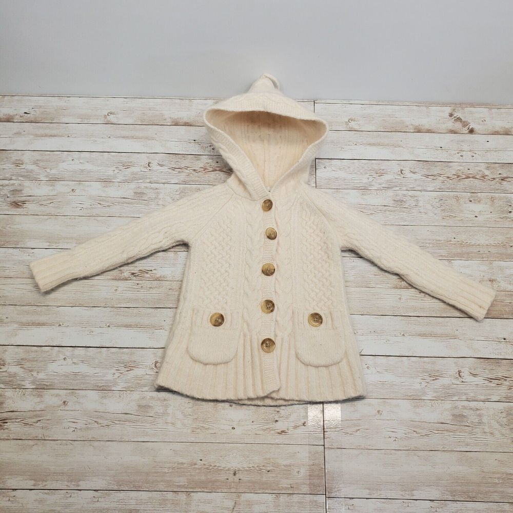 Vintage Lilly Pulitzer Girls Wool Blend Hooded Chunky‎ Cardigan size 2